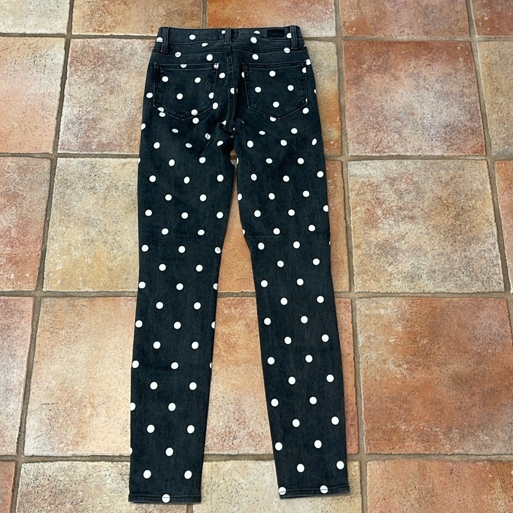 PAIGE HOXTON ULTRA SKINNY POLKA DOT JEANS BLACK WHITE SIZE 25 - Picture 4 of 4